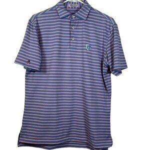 Peter Millar Golf Performance Stripe Blue Pullover Shirt Size Large #7330